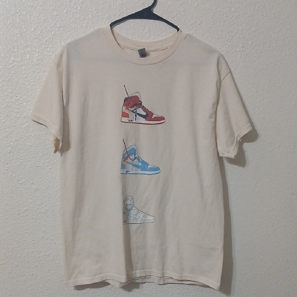 "Make Offer" Gildan Cream and Red Sneakers Stylish High-Top Design